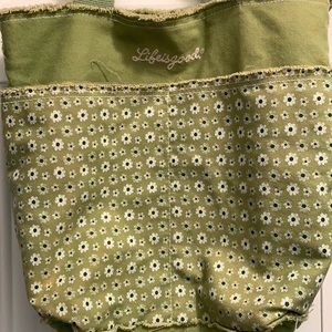 Life is Good green Daisy tote bag.